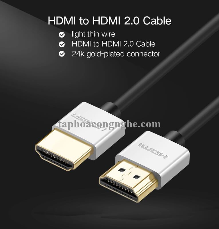 Ugreen 30479 3M màu Bạc Cáp tín hiệu HDMI chuẩn 2.0 sợi siêu nhỏ cao cấp HD117 30030479